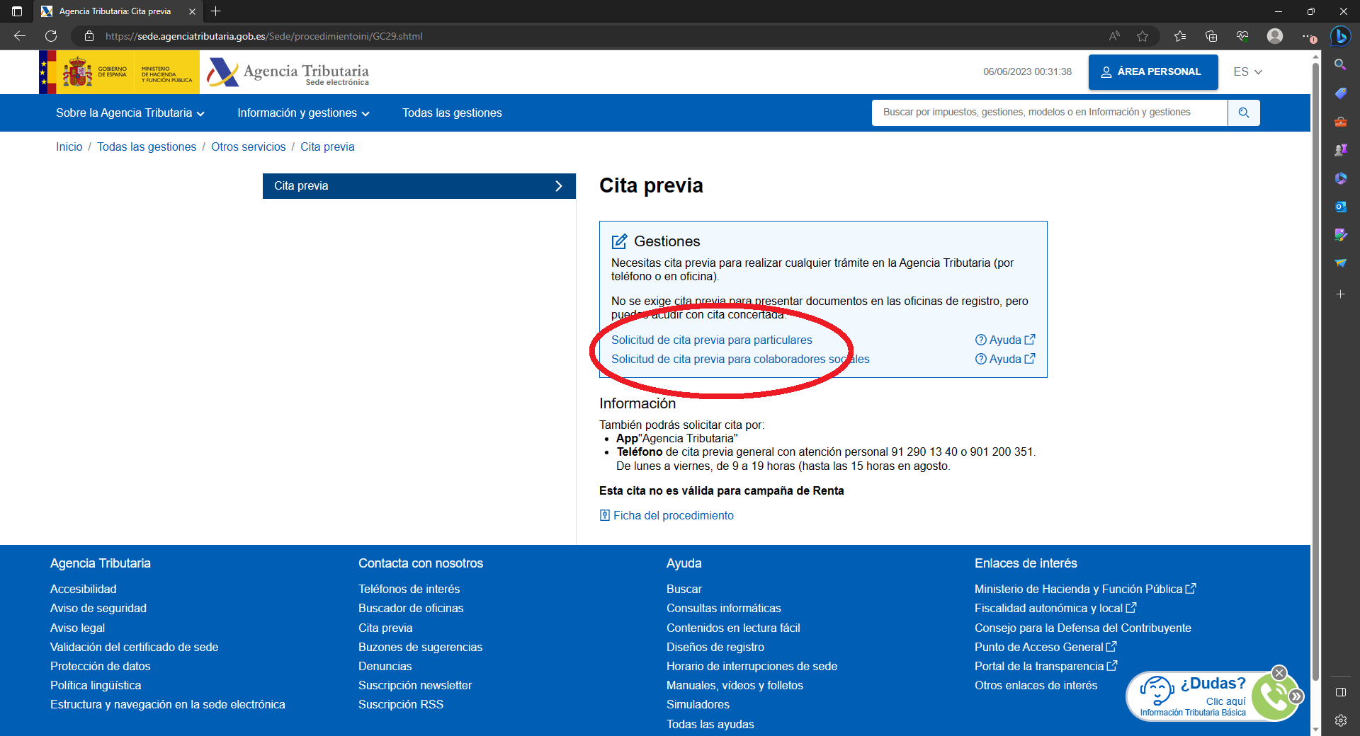 2. Solicitud de anulación o modificación cita previa Hacienda